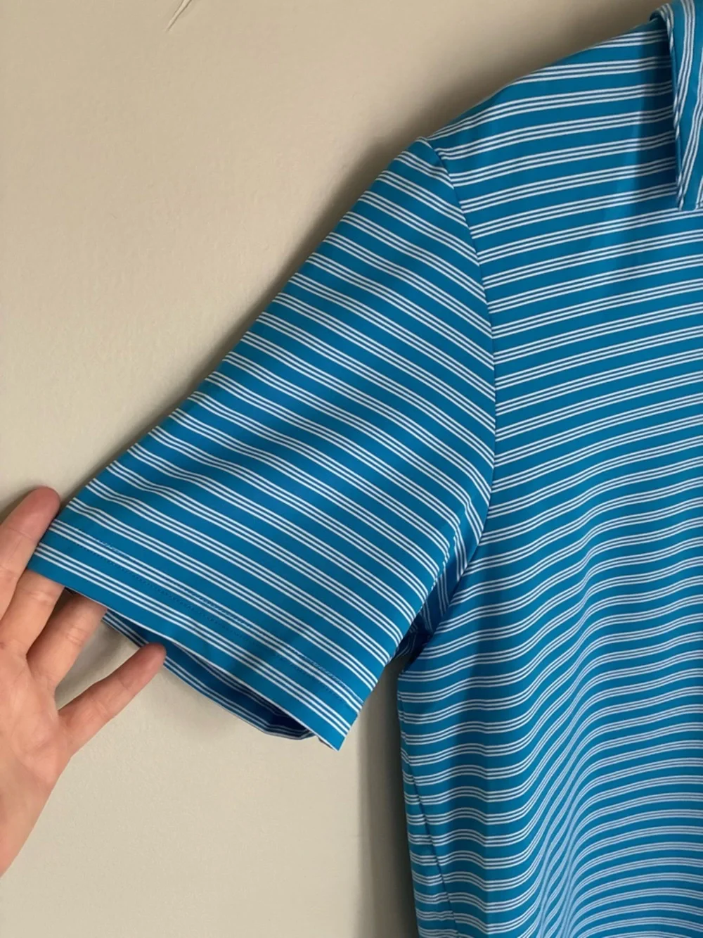 Adidas Blue‎ and White Striped Golf Polo Shirt Size Large